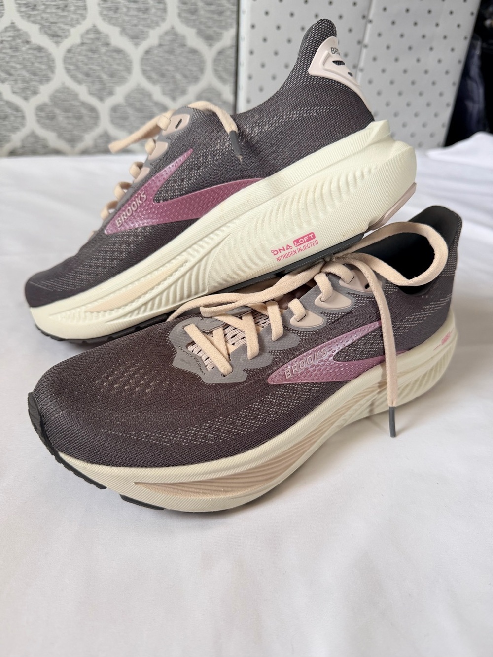 Brooks Women's Dark Grey and Pink Running Sneakers